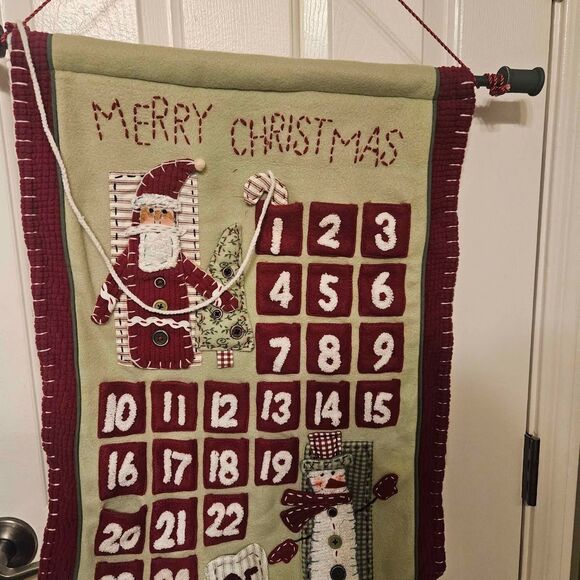 Hand Made Fabric Christmas Advent Calendar 17" X 24" - Picture 1 of 6